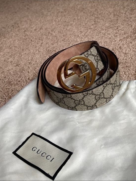 Gucci Accessories - Gucci Interlocking GG Supreme Canvas Leather Belt Beige Women’s US 85/34